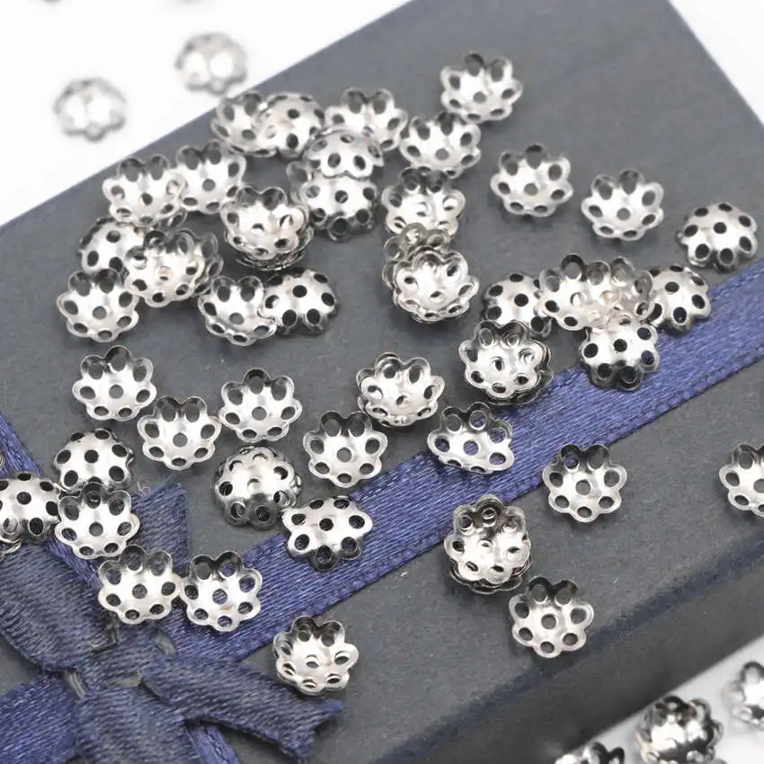 

500 шт./лот античные серебряные Цветные Цветочные бусины, Концевики для изготовления ювелирных изделий, разделитель, аксессуары, фурнитура «...