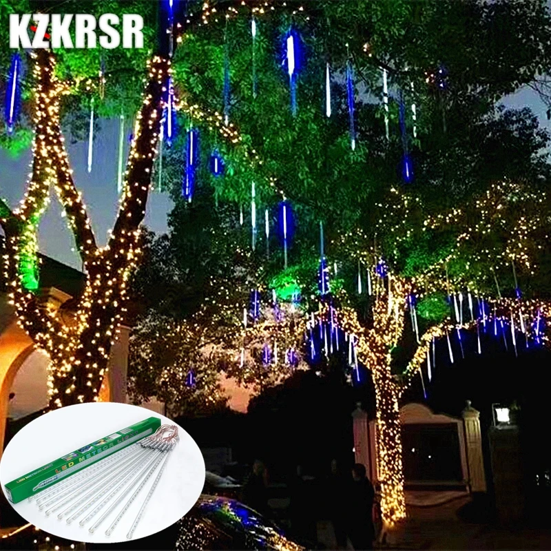 KZKRSR Водонепроницаемый 20 м 30 см 50 Led Метеоритный дождь свет 8 шт Трубы AC110V AC220V