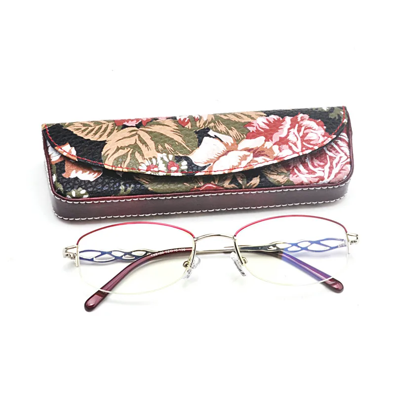 Для женщин оптическая оправа для очков очки для чтения Oculos дальнозоркостью металлический половинная оправа Очки для работы за компьютером с коробкой FML