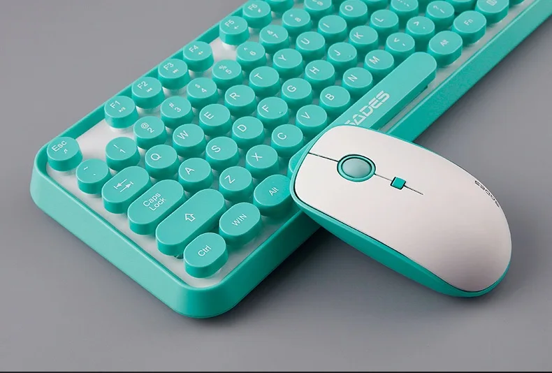 Punk Retro Round Mute 2.4Ghz Wireless Keyboard and Mouse Set Computer Games.Office Home Combo | Компьютеры и офис