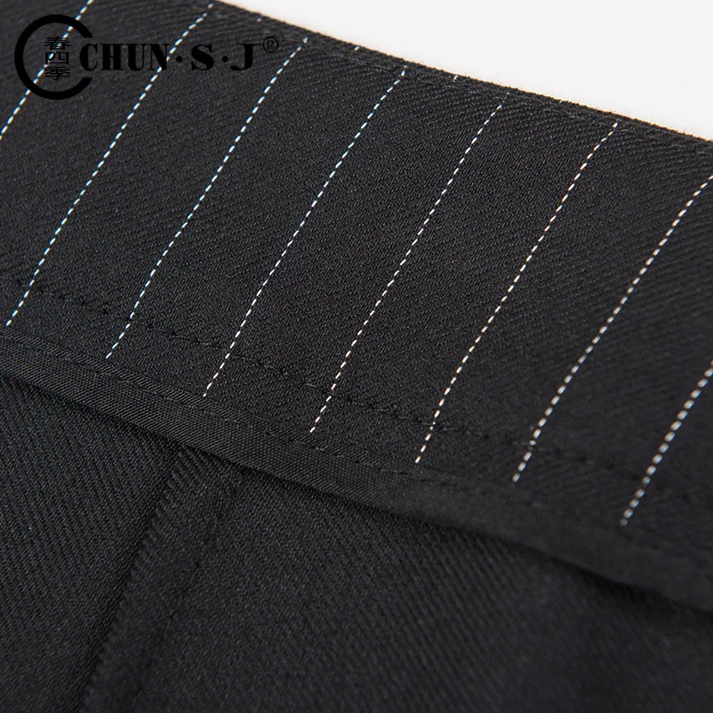 WQJGR Autumn And Winter  Easy Code Width Leg Nine Part Pants Woman Trousers Leisure Time Striped Suit Pants Woman Pants