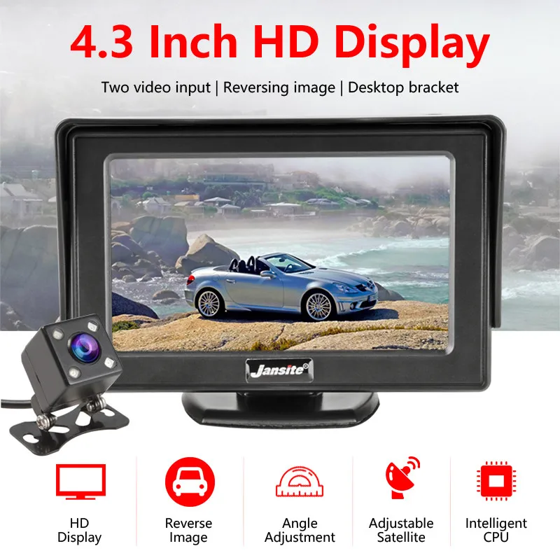 Jansite 4," Автомобильный монитор TFT lcd монитор заднего вида для парковки система заднего вида для резервного копирования камера заднего вида поддержка VCD DVD авто тв