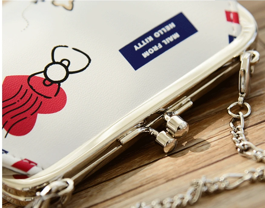 Hello kitty винтажный Британский Кошелек для монет с металлической цепочкой детский день мини-сумка