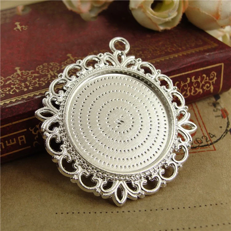 6pcs  Necklace Pendants Setting Cabochon Cameo Base Tray Bezel Blank Fit 25mm Cabochons Jewelry Making Findings