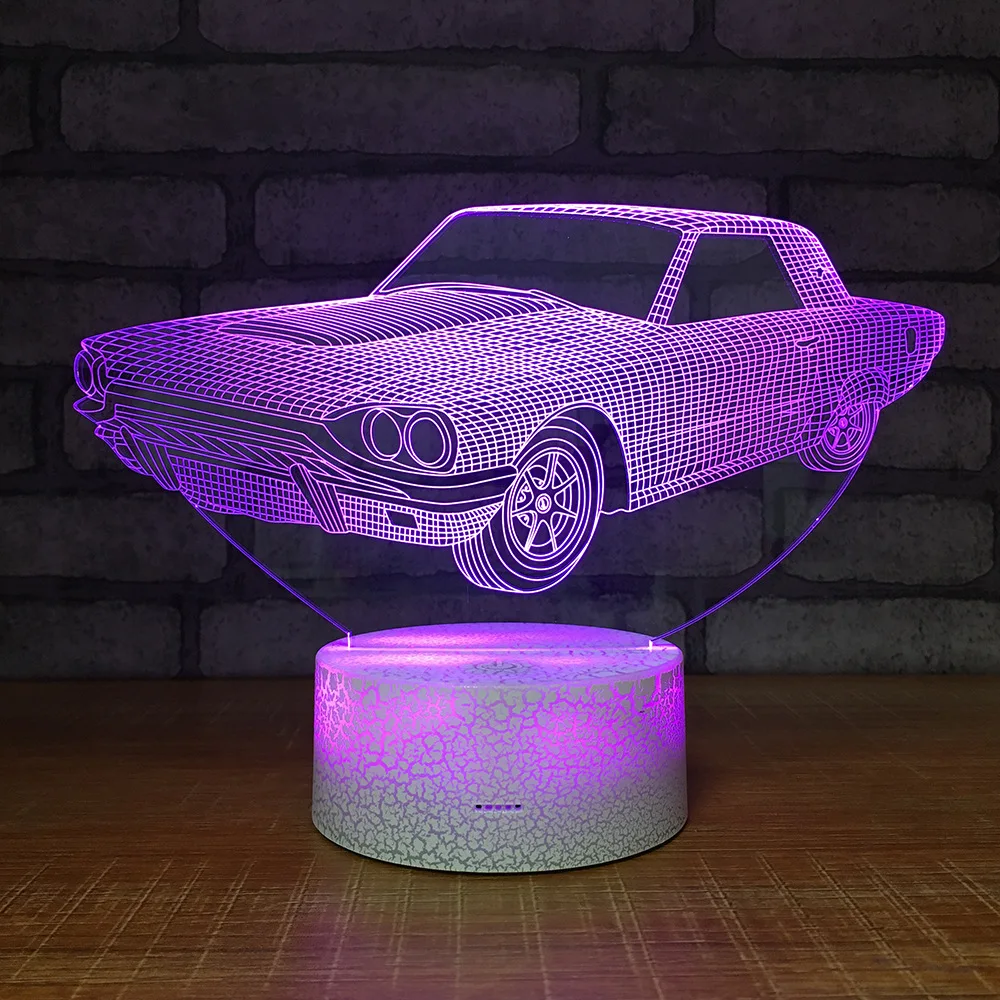 7 цветов Подарочный Автомобильный светодиодный ночной Светильник СВЕТОДИОДНЫЙ 3d