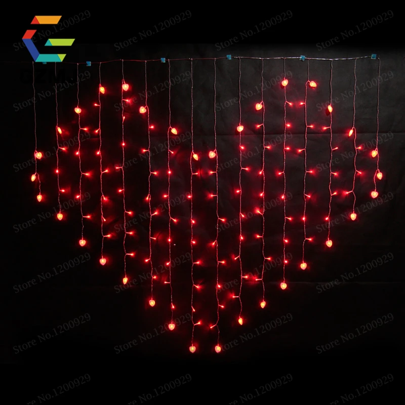 

2x1.5m Love Heart Shape Christmas Lights LED String Fairy Lights Holiday Wedding Decoration Curtain Lights Romantic Party Home