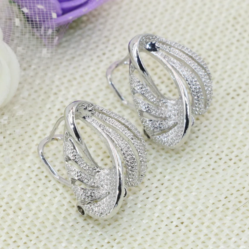 Wholesale Price Bohemia Style 16*20mm Exquisite Stud Earrings for Women Frost Matte Silver-color One Pair Elegant Jewelry B2839 | Украшения