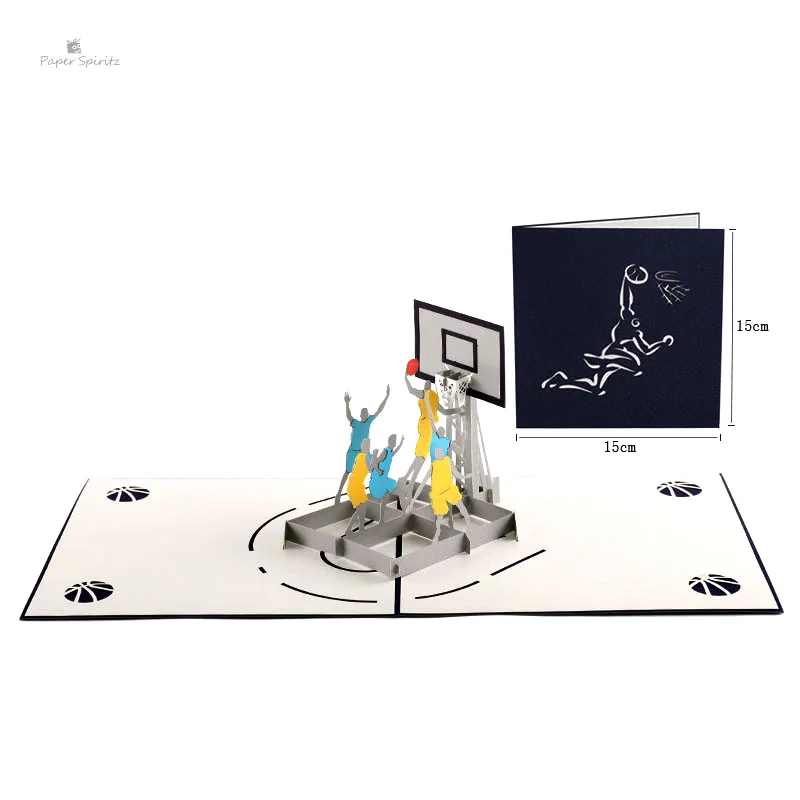 3D всплывающие приглашения Поздравительные подарочные открытки Пустые Открытки День рождения, День Благодарения подарок ручной работы Рождество спасибо Индивидуальные - Цвет: Basketball