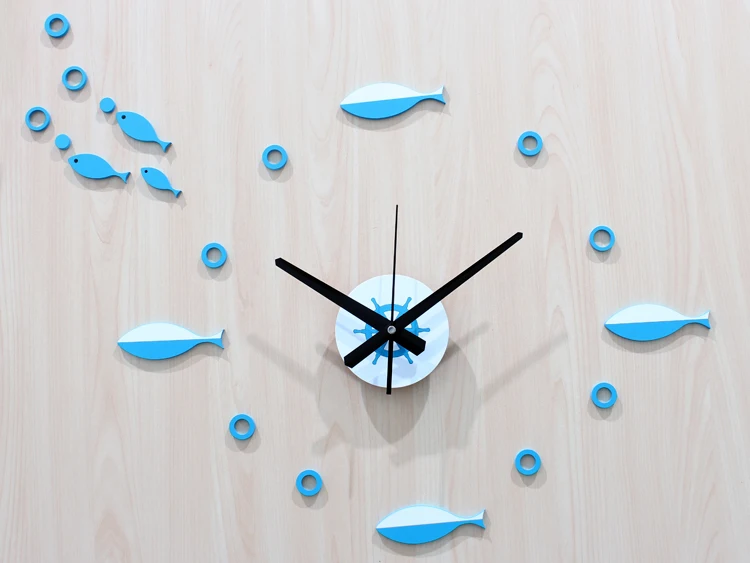 Mediterranean fish Nordic pastoral style DIY fun watch stereo combination wall clock CL025 | Дом и сад