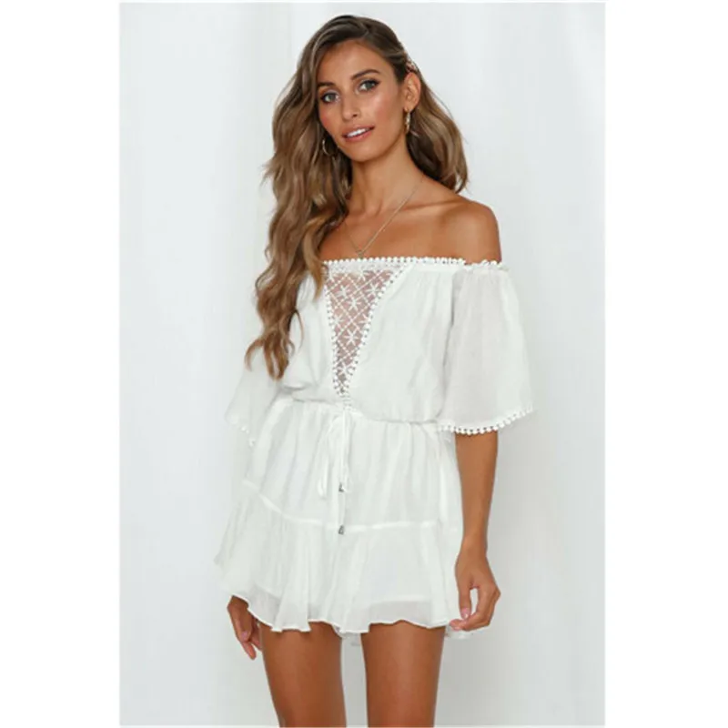 Новые женские Boho боди с сетчатми рукавами летнее облегающее платье Вечерние