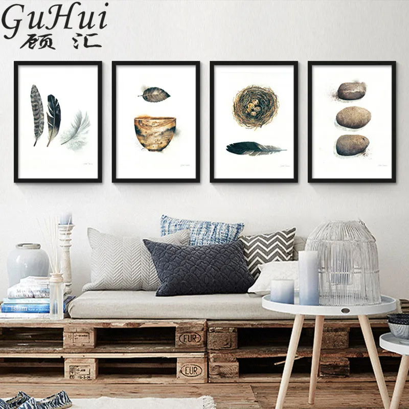 Настенный постер с пером в скандинавском стиле|decorative painting|art posterquadros de parede |