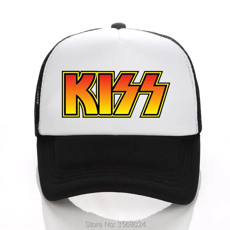 

Printing KISS Baseball hat Summer Mesh Net Snap backs Peaked Men Women Cap Curved Brim Caps Adjust Size KISS Love Gun FANS Hat