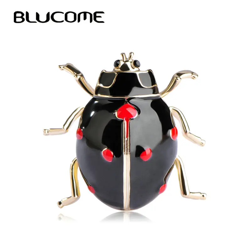 Blucome модные броши Божья коровка черная эмаль золотого цвета насекомое Брошь Дети