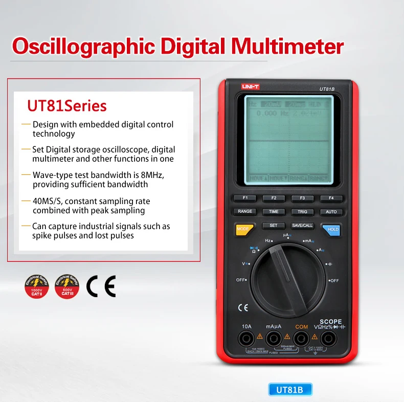 UNI-T UT81C область цифровой мультиметры мини осциллограф вход Высокая чувствительность диод USB интерфейс ПК Мягкий