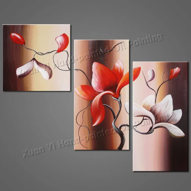 

2014 Nes 3 Piece Canvas Art 100% HandMade Contemporary Moden Abstract Huge Wall Flower Art Home Decor Oil Painting On Canvas