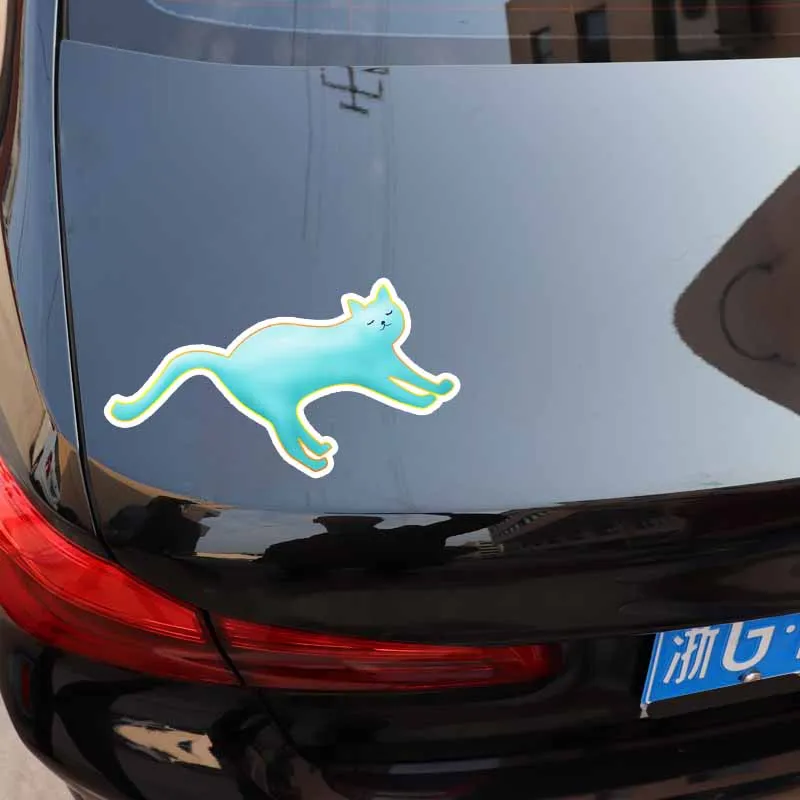 YJZT 17 2 см * 9 7 Красивая синяя кошка украшение ПВХ автомобильная Наклейка Стайлинг