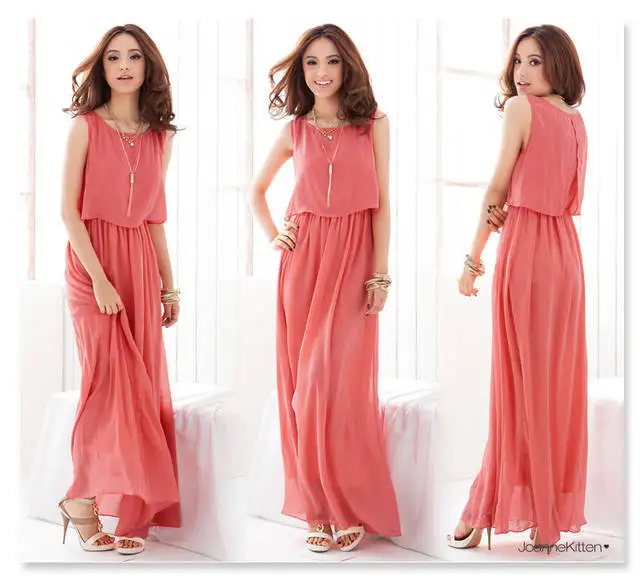 

On sale,summer women bohemia chiffon beach long dress plus size