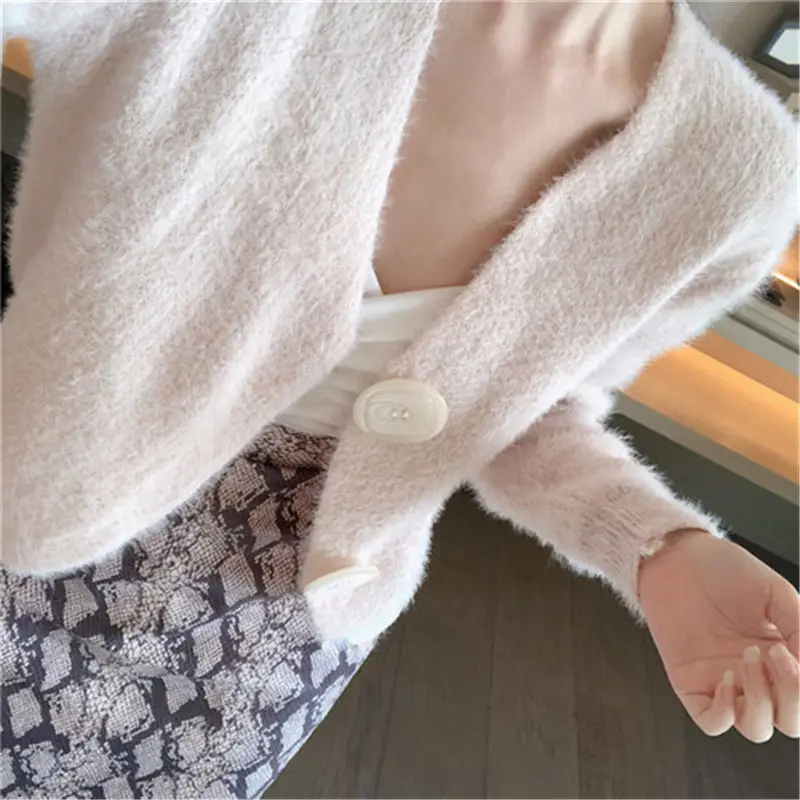 HziriP 2018 Autumn Winter Fashion Knitted Loose Sweater Women Solid Sweet Single Breasted Full Sleeve Sweaters Femme Cardigans |