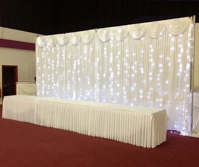 

Pipe and Drape 3*6M Wedding Backdrop Wedding Curtain Backdrop Wedding Drape with LED light With Stainess Steel Backdrop Stand