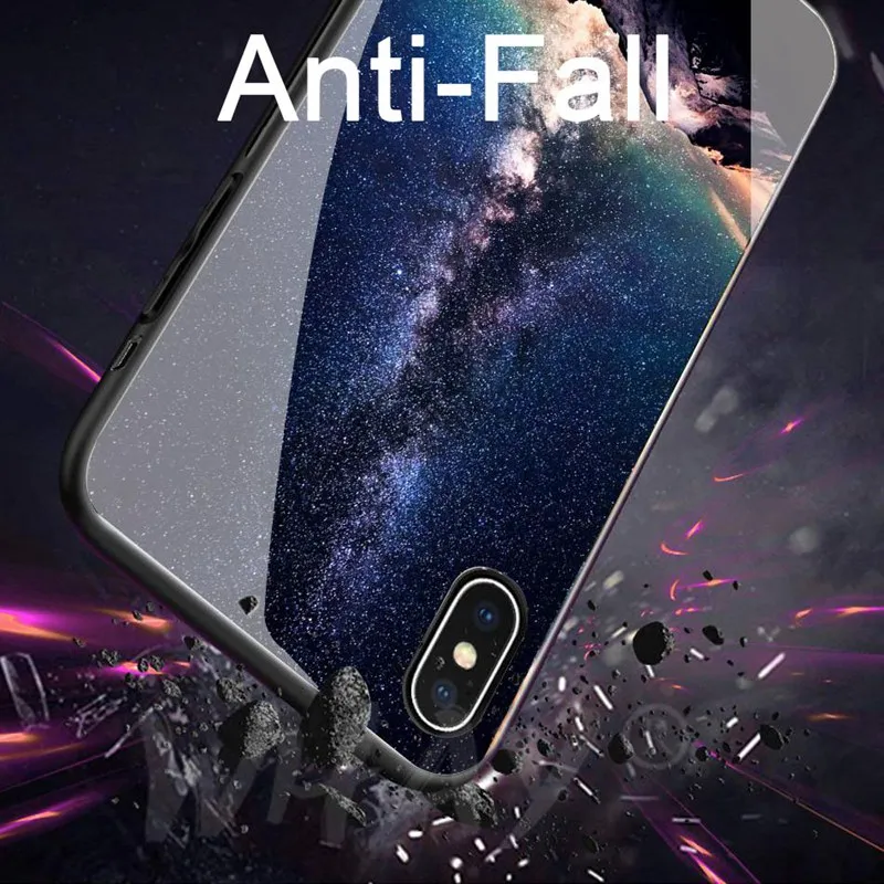 Роскошный чехол для iPhone X силиконовый бампер зеркальный закаленный стеклянный