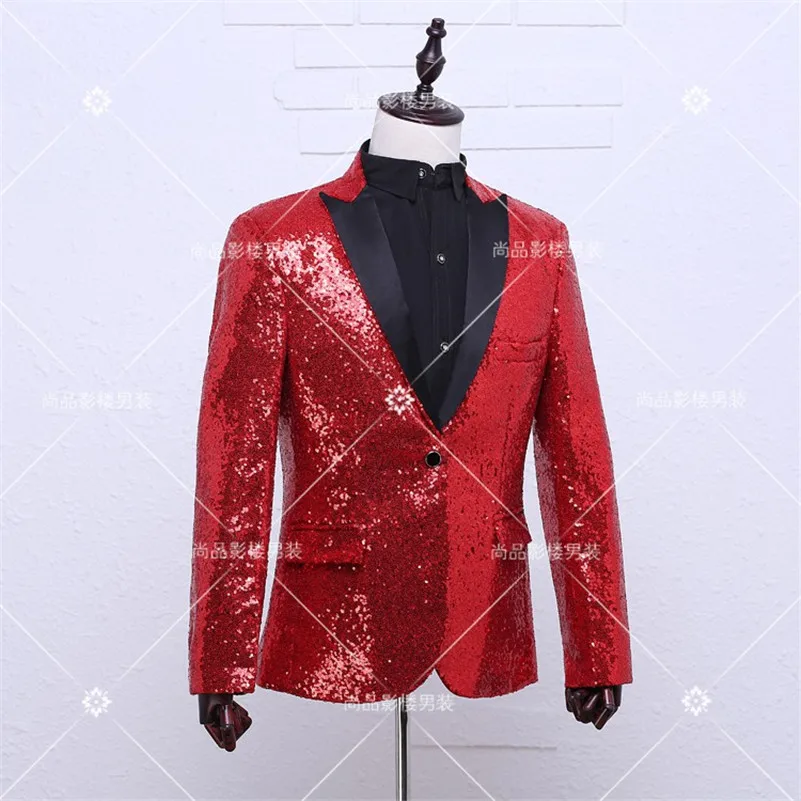 Модный Красный блейзер для мужчин повседневная сценическая куртка dj
