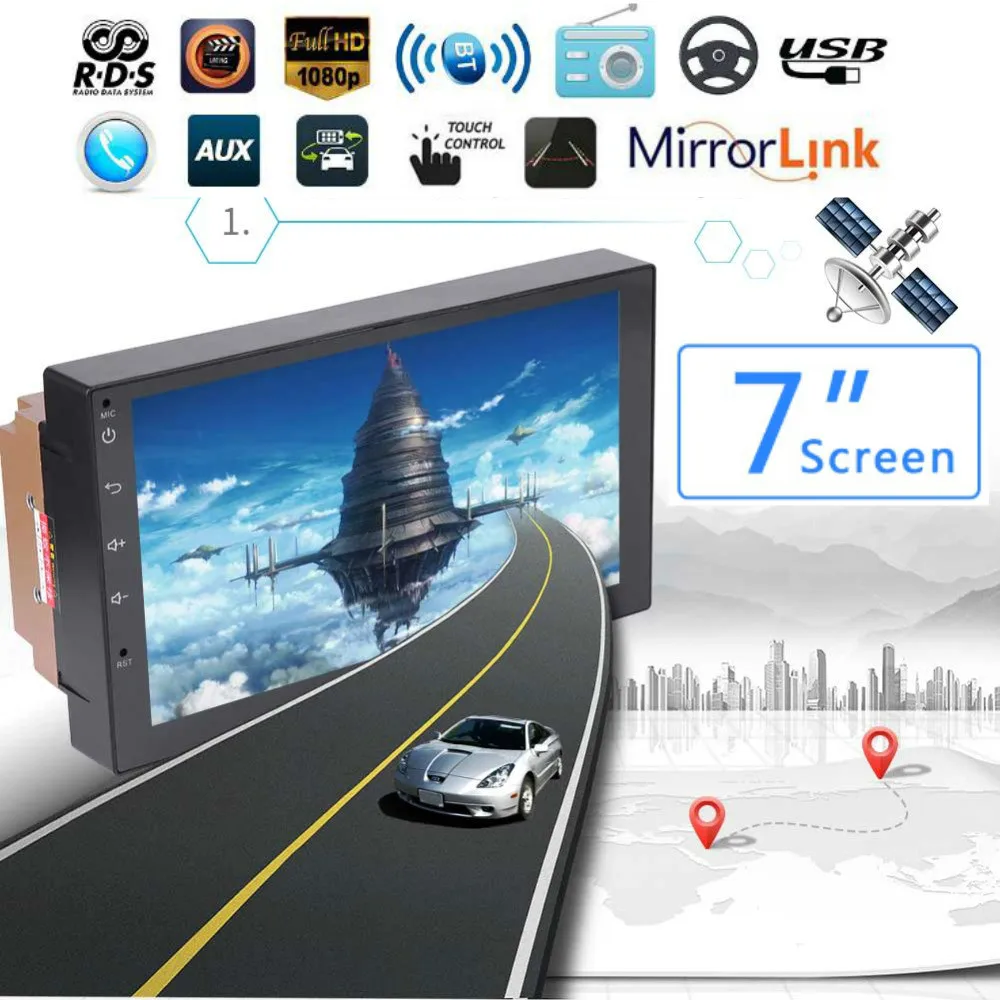 2 din Автомобильная Радио 7 &quotмультимедийный плеер Авто MP5 gps навигация Bluetooth Mirrorlink