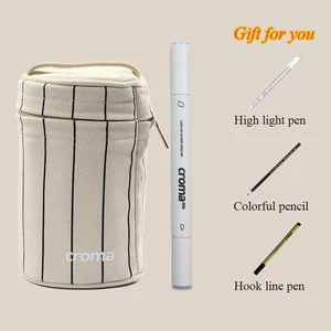 Набор маркеров Croma для рисования, набор ручек 2436486072216 цветов, маркер для набросков с двойной насадкой для рисования, ручки на масляной спиртовой основе с 4 подарками