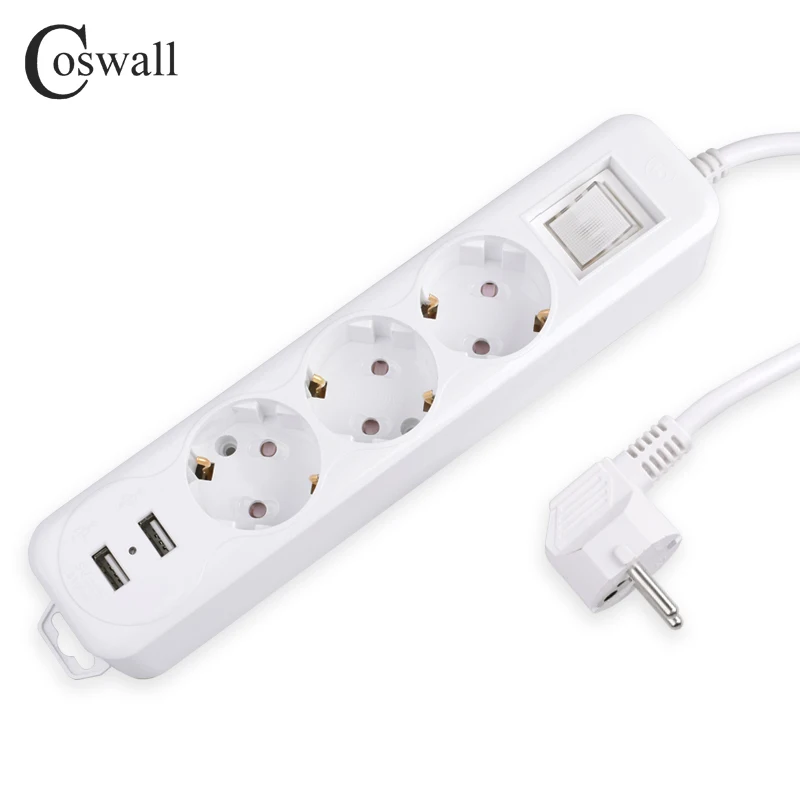 COSWALL Мощность ленты двойной USB зарядка Порты и разъёмы 3 EU переменного тока