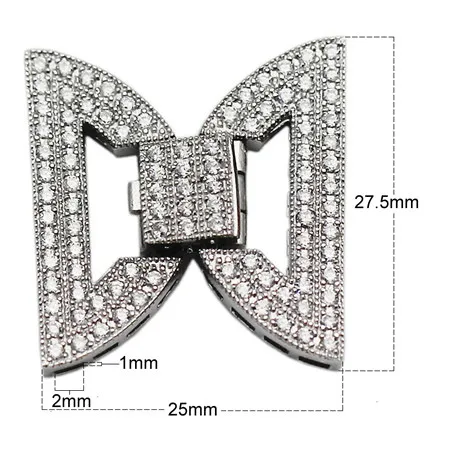 Beadsnice чистого 925 пробы серебра кубического циркония DIY ювелирных изделий складной над застежкой ювелирных изделий Разъем составные части ожерелья ID35282
