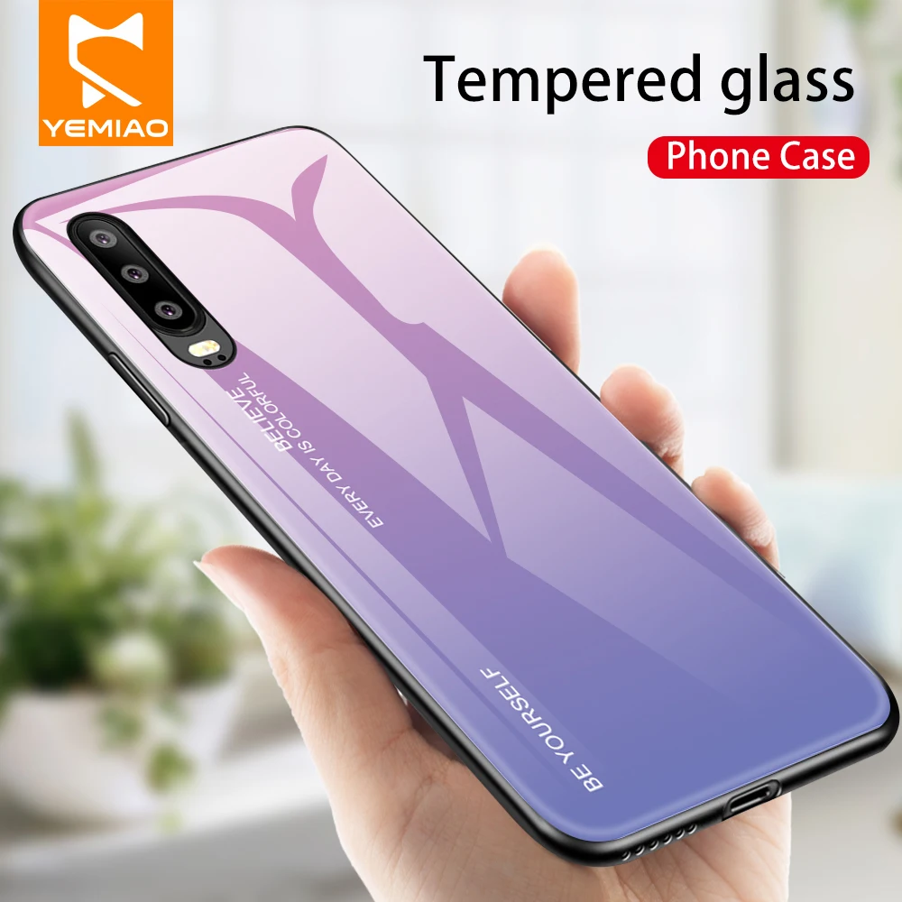 Чехол из закаленного стекла для Huawei P30 P20 Pro Lite Nova 3 3i 4 4E Цветной силиконовый чехол с