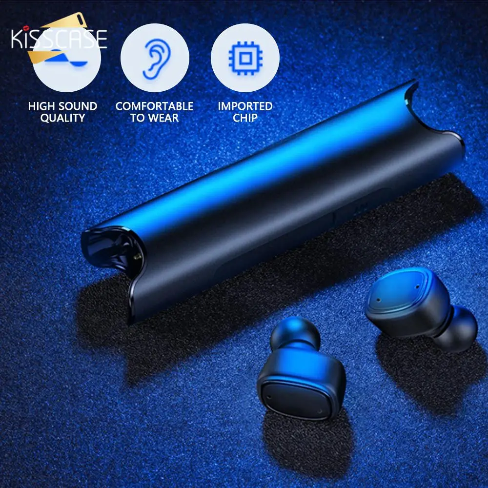 

KISSCASE Wireless Bluetooth 5.0 Earphone Music Surround HD Stereo Sports IPX7 Waterproof Earbuds Mini Wireless In Ear Headsets