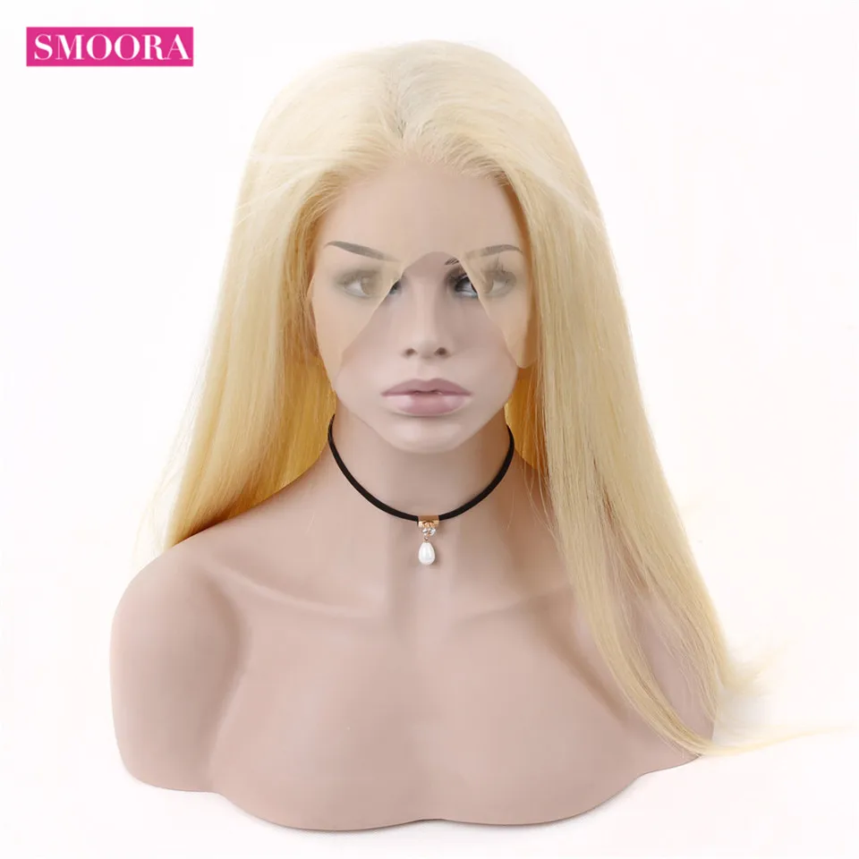 Смоора полный блонд 613 # цвет бразильский Remy человеческие волосы кружева передние