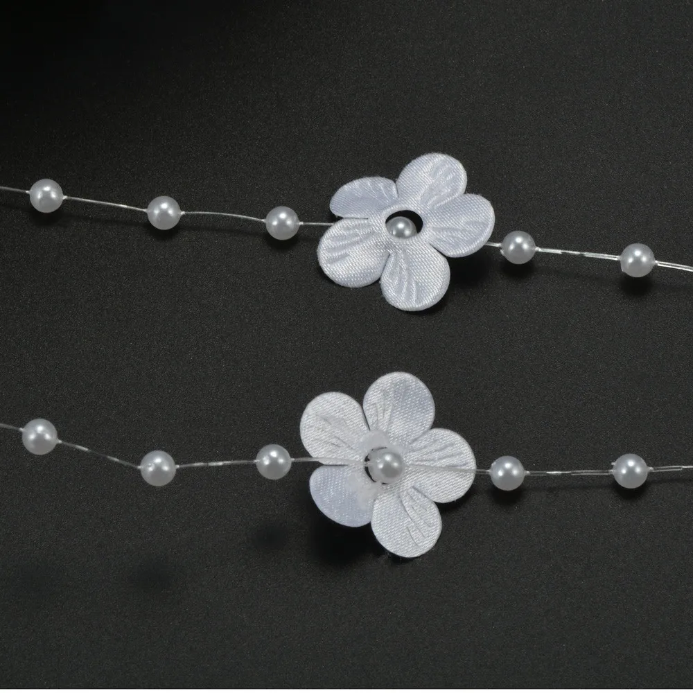 30 метров DIY Цветы Лепестки леска атласные искусственные жемчужные бусы цепочка
