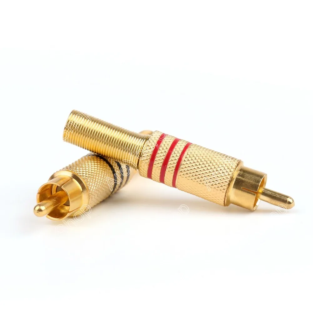 Areyourshop Лидер продаж 10 шт. позолоченный RCA штекер аудио разъем W металлическая