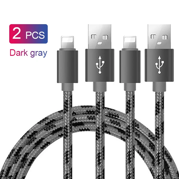 Серый NOHON 2 шт. USB кабель передачи данных для быстрой зарядки для Apple для iPhone XS MAX XR X 7 6 8 6S 5S 5 Plus для iPad Mini 8 Pin телефонный шнур для зарядки - Цвет: Серый