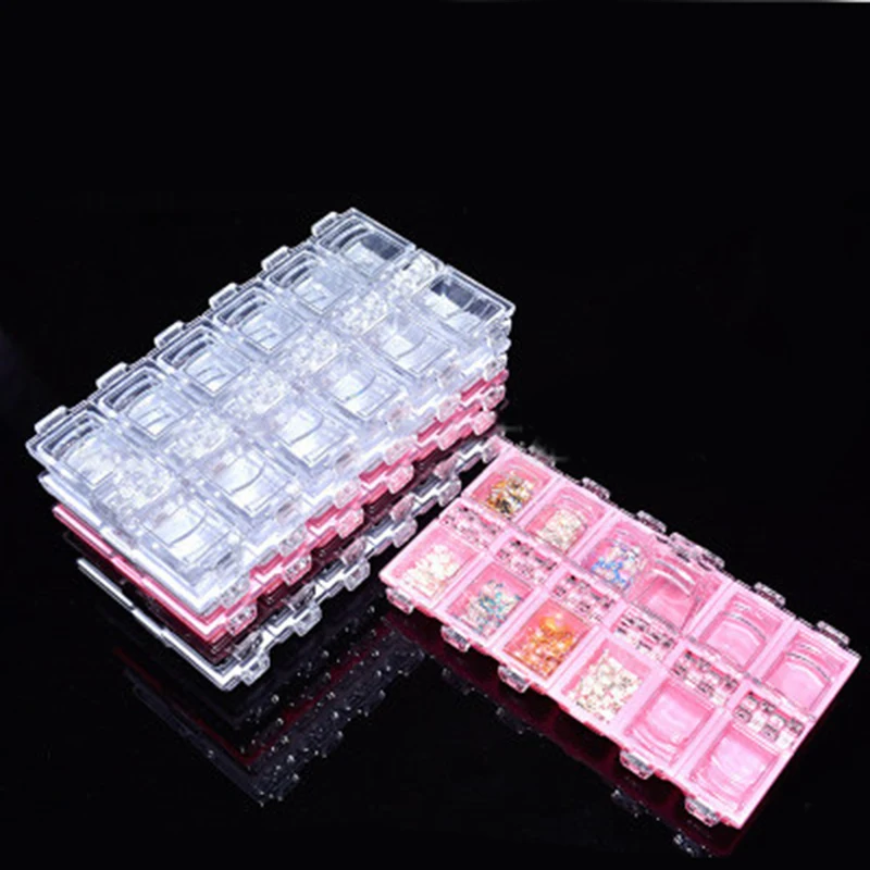 

12 Grid Plastic Jewelry Box Makeup Organizer Container earrings Case Cosmetic Storage Box Nail Art Tools Rhinestones Beads