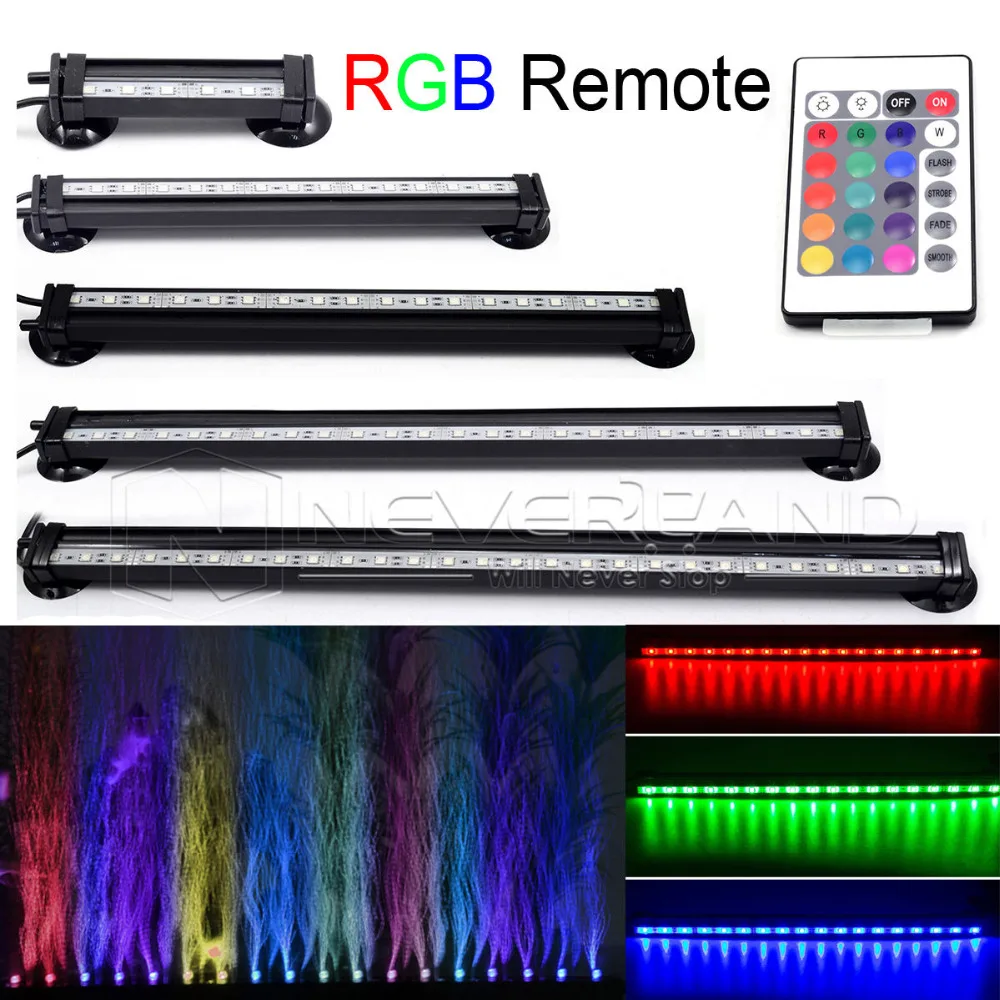 Аквариумный светильник ing 5050 RGB с вилкой для Великобритании, США, ЕС, светодиодный светильник для аквариума с кислородом и воздушными пузырьками, водонепроницаемая подводная лампа