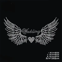 2pclot wedding wings heart patches hot fix rhinestone transfer motifs iron on transfers motif for bag shirt