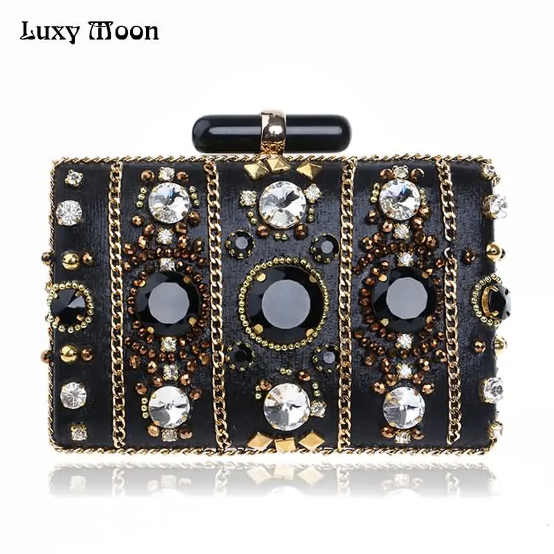 

Luxy Moon Diamond Clutch Bags for Women Handbag Evening Bags Chain Wedding Purse Wallet Party Shoulder Bag Black feminina ZD632a