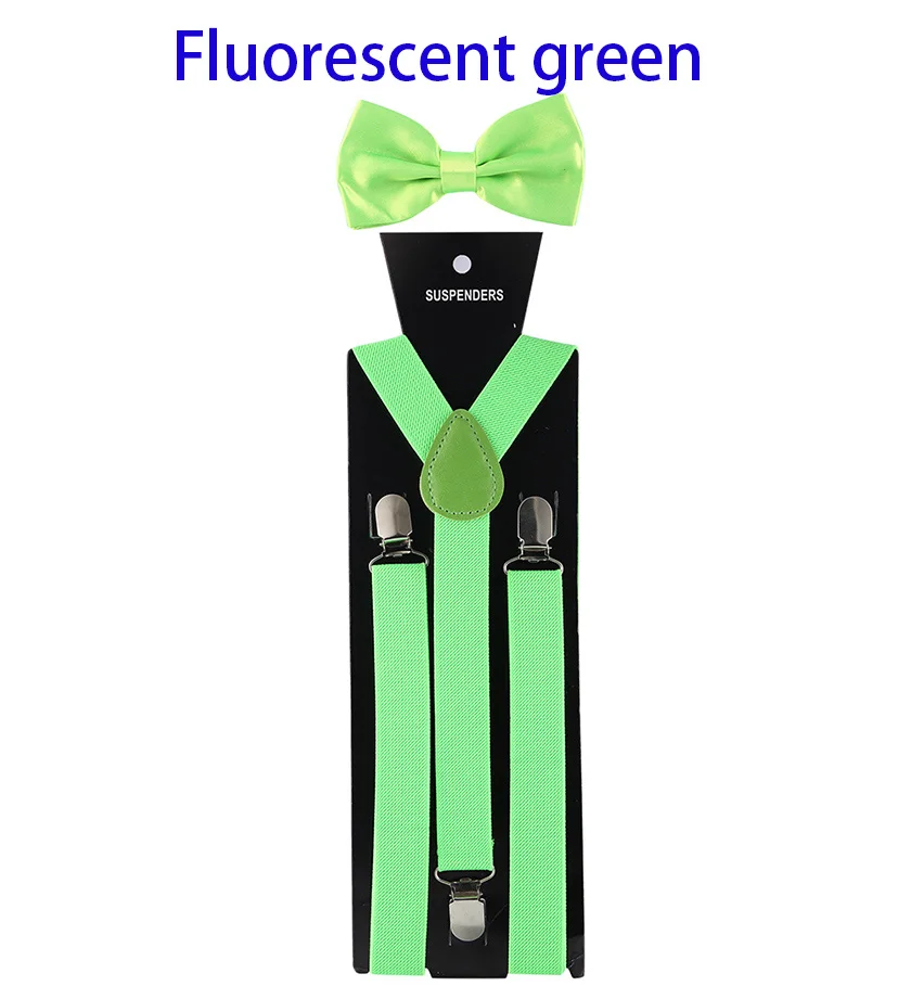 R Bow tie Suspender Set Adjustable Elastic Wedding Belt Strap Shirts Brace For Men Women - Цвет: R