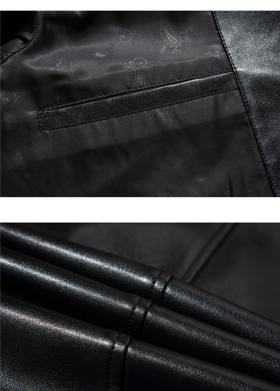 QUANBO продукт Мужская одежда осень зима Slim Fit кожаная куртка высокое качество овчины воротник стойка цвет мужские пальто