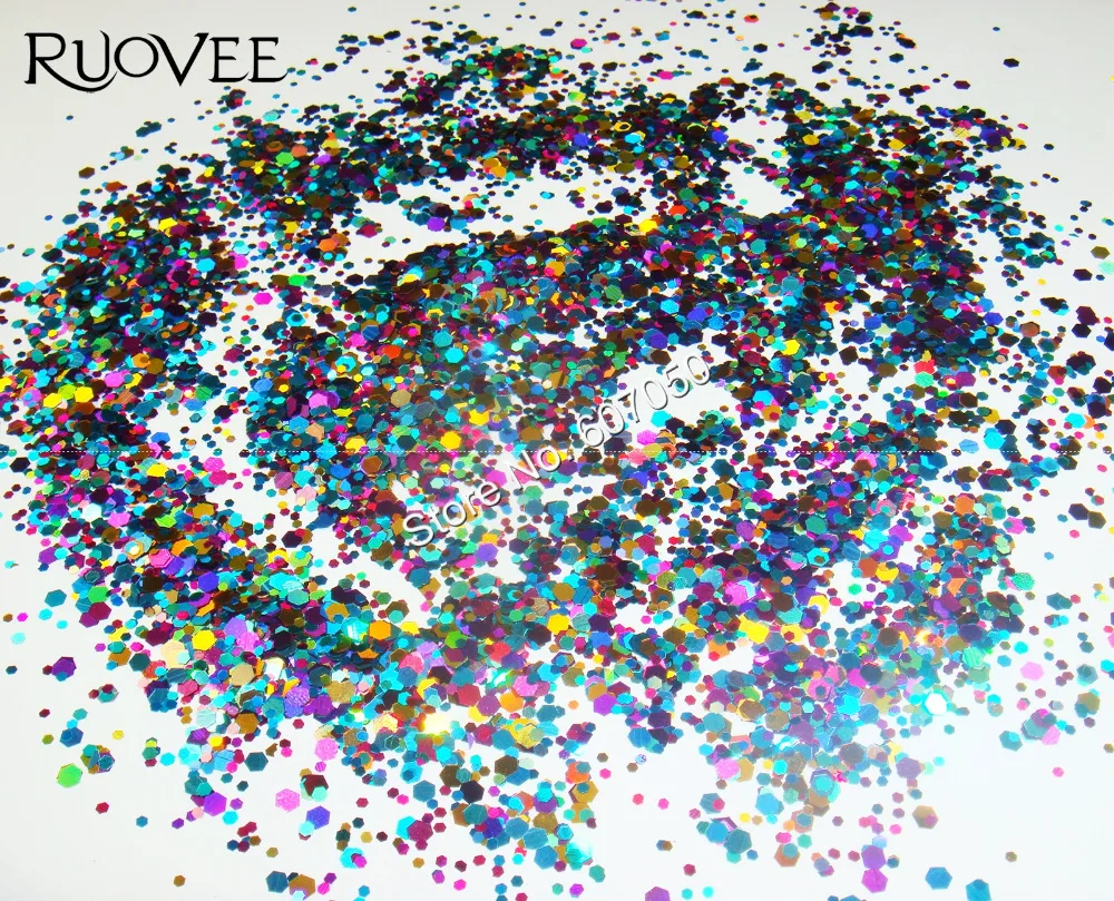 

051# Holographic Laser Colors Glitter Mixed Hexagon Paillette Spangle Powder Shape for for Nail Art Glitter Craft Decoration