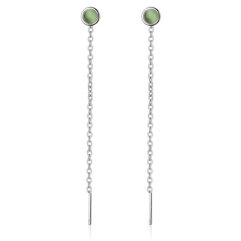 

Серьги женские из серебра 925 пробы, с камнем кошачий глаз