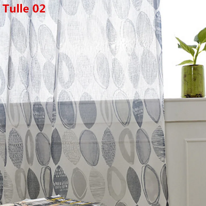 Colorful Curtains for Living Room Geometric Print Tulle Curtain Window Bedroom Treatment Kitchen Sheer Fabrics Drapes T&090#30 - Цвет: Tulle 02