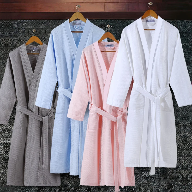On Sale Lovers Summer Suck Water Kimono Bath Robe Men Plus Size Sexy Waffle Bathrobe Mens Dressing Gown Male Lounge Robes
