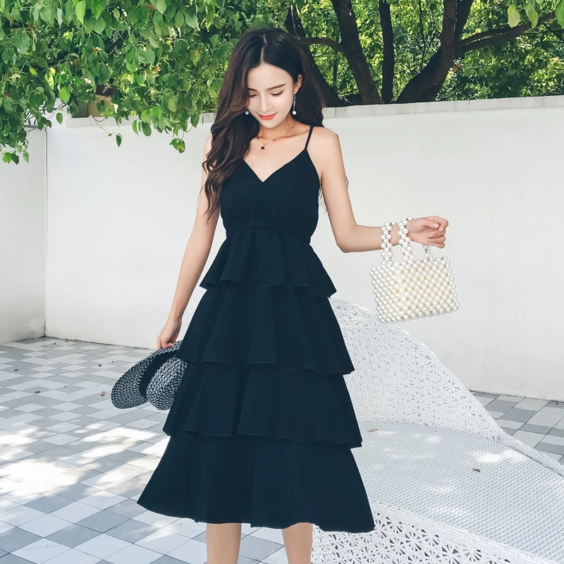 2019 Новое лето небольшой свежий нежный ветер ремень платья женские модные