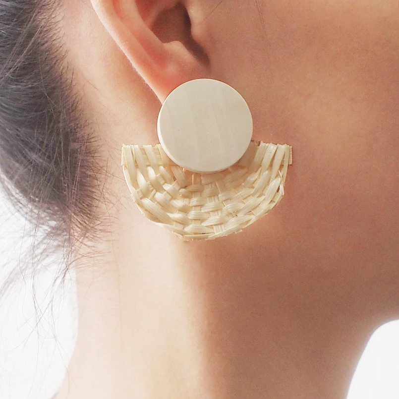 Серьги гвоздики с деревянным веером ручной работы MANILAI для женщин богемные