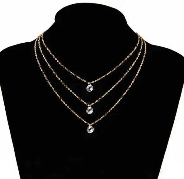 Женское многослойное ожерелье золотистого цвета ожерелье-чокер 3 многослойные