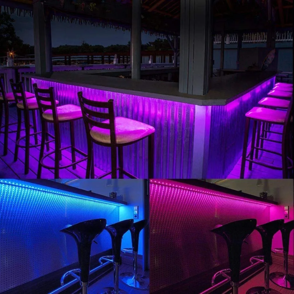 Светодиодные ленты Комплект Водонепроницаемый RGB 5 м Цвет изменение лента led светильник, 44Key пульт дистанционного управления и EU/US/UK 5A 12V Питание