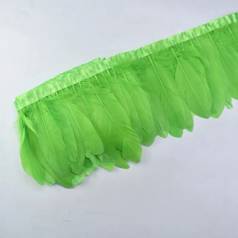 Apple Green Гусиное перо планки 2 м/лот окрашенные настоящие гуси перо ленты с бахромой для платья юбка Ткань Пояс декоративная одежда - Цвет: Apple Green